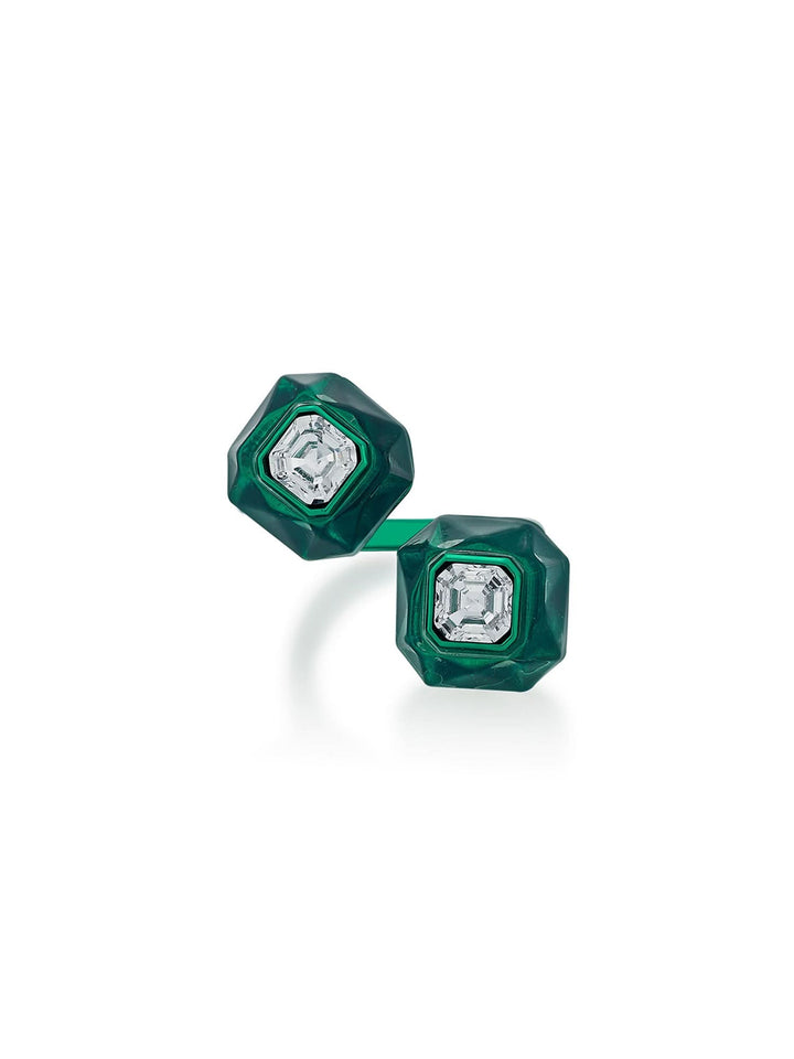 B-dazzle Infinity Cut Green Crystal Ring