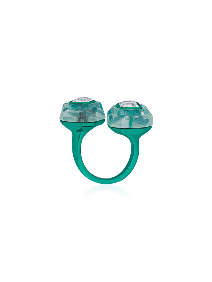 B-dazzle Infinity Cut Green Crystal Ring