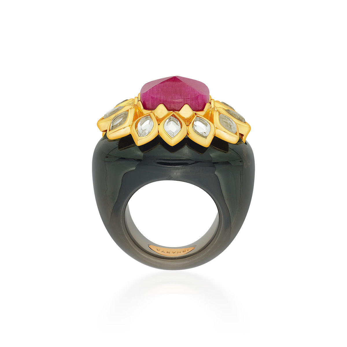 Begum Haute Pink Resin Ring - Isharya | Modern Indian Jewelry
