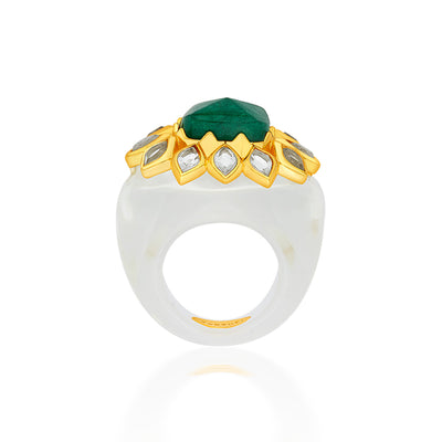 Begum Haute Evergreen Resin Ring - Isharya | Modern Indian Jewelry