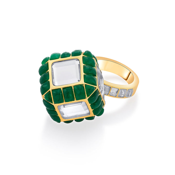 Amuse Hydro Emerald Dice Ring - Isharya | Modern Indian Jewelry