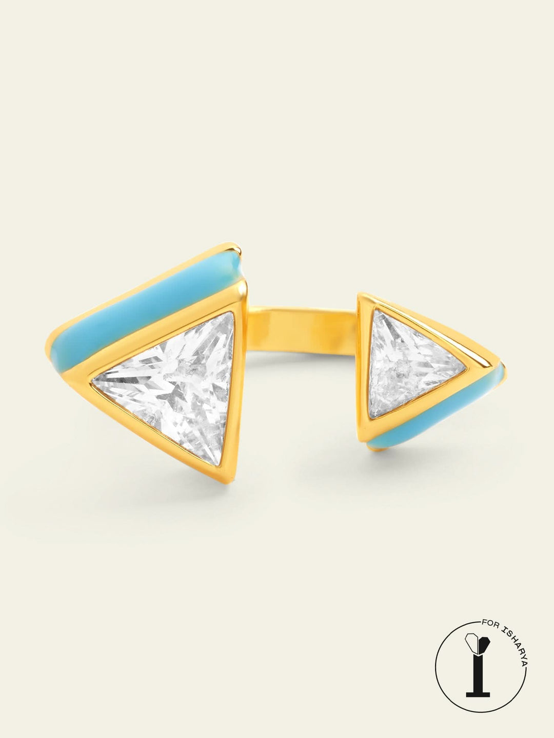 Blue Triangles Open Ring