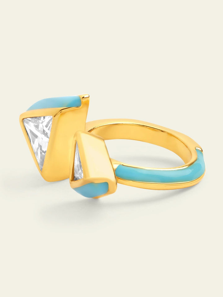 Blue Triangles Open Ring