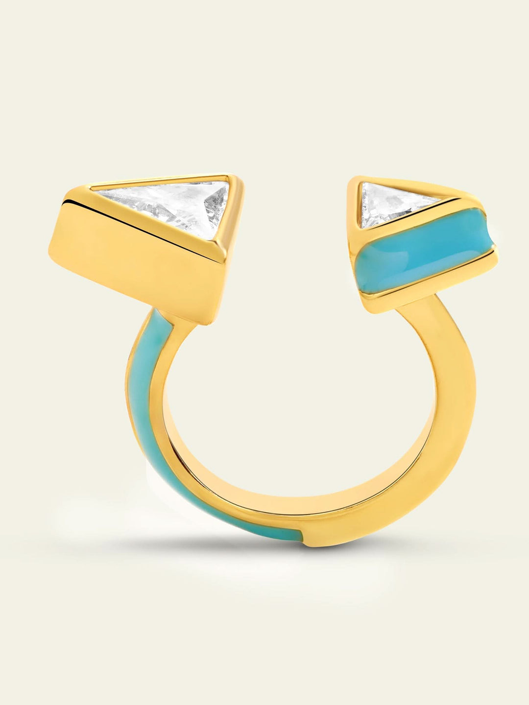 Blue Triangles Open Ring