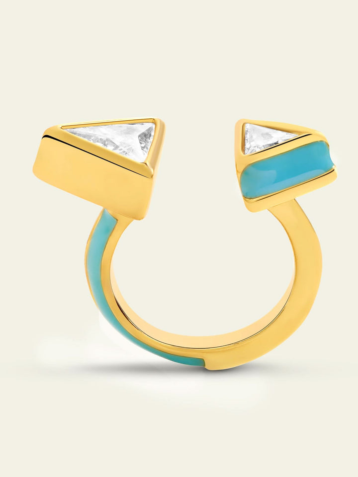 Blue Triangles Open Ring