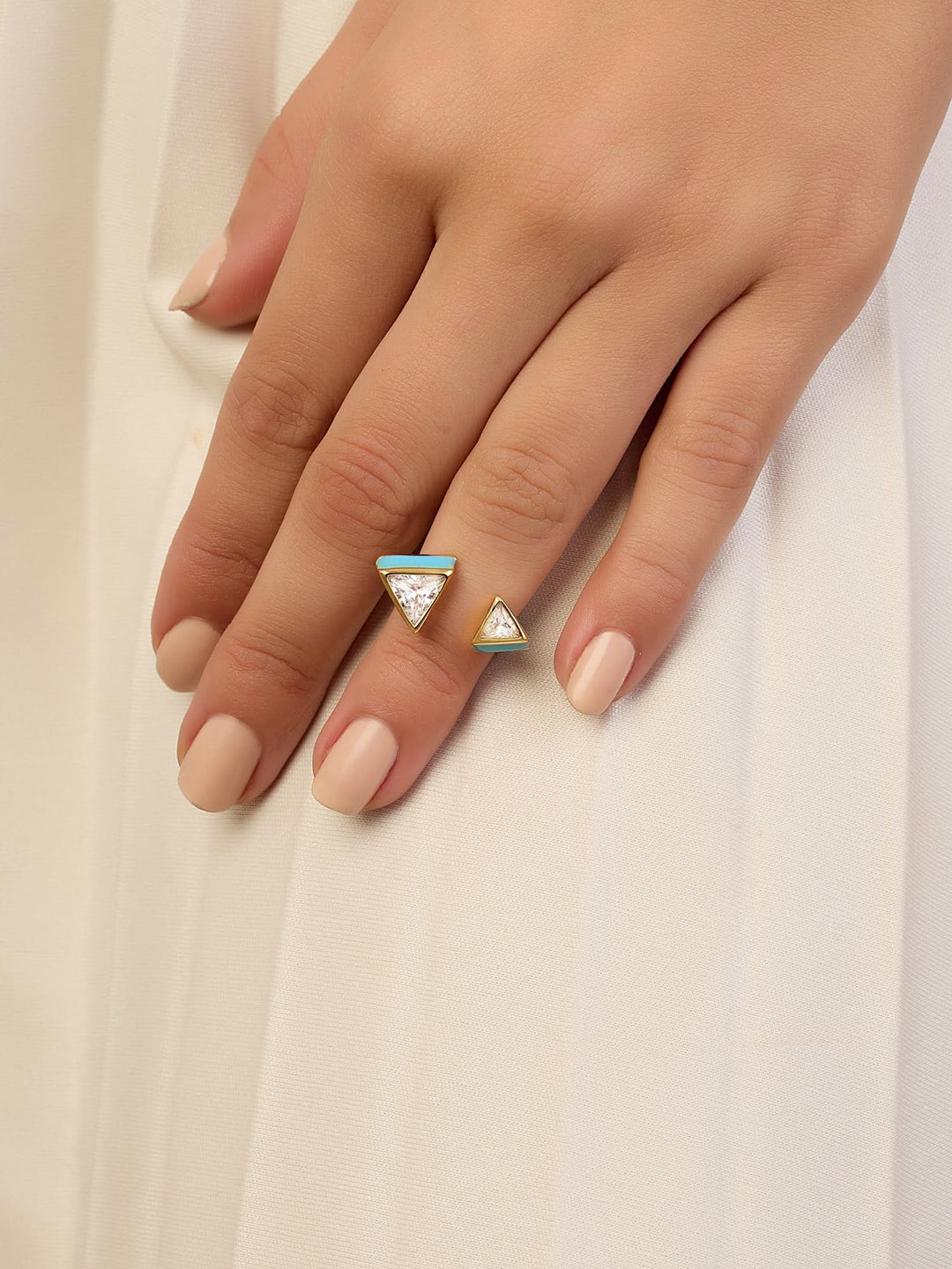 Blue Triangles Open Ring