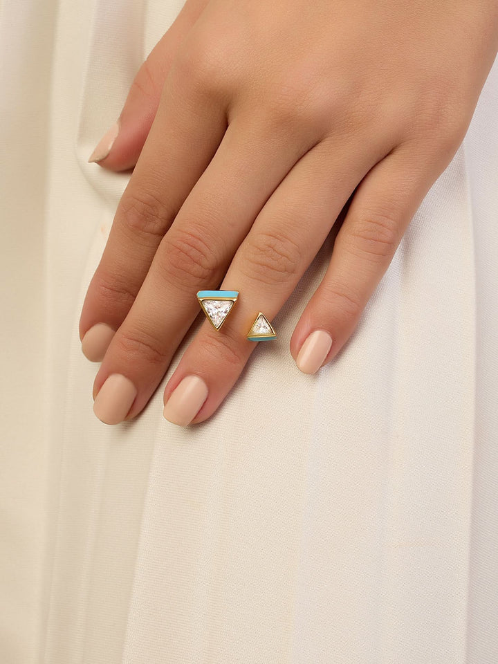 Blue Triangles Open Ring