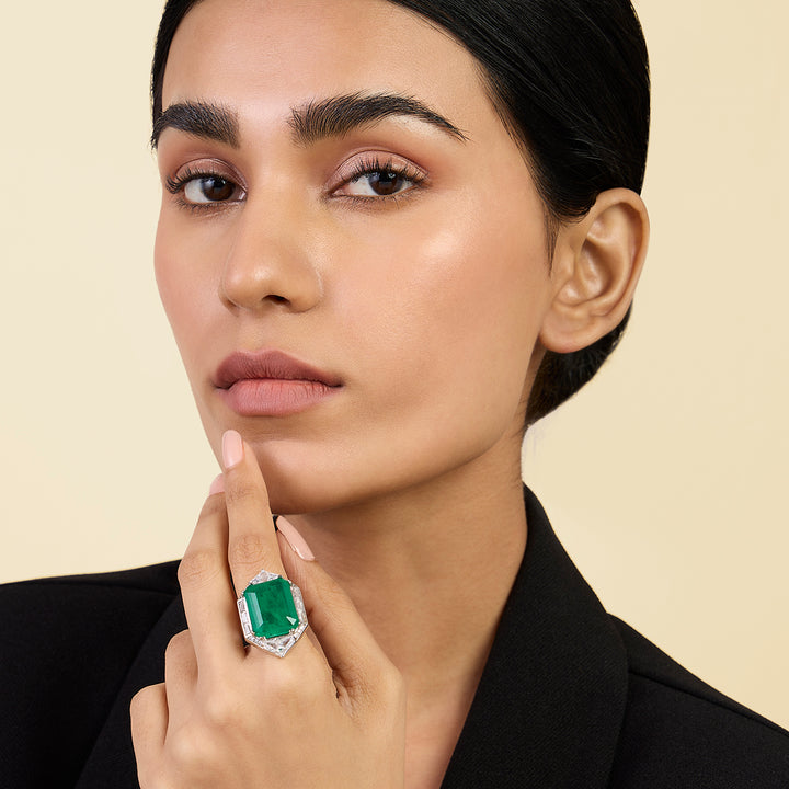 Doublet Dark Emerald Cocktail Ring 