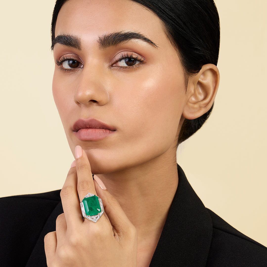 Doublet Dark Emerald Cocktail Ring