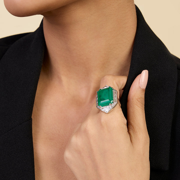 Doublet Dark Emerald Cocktail Ring