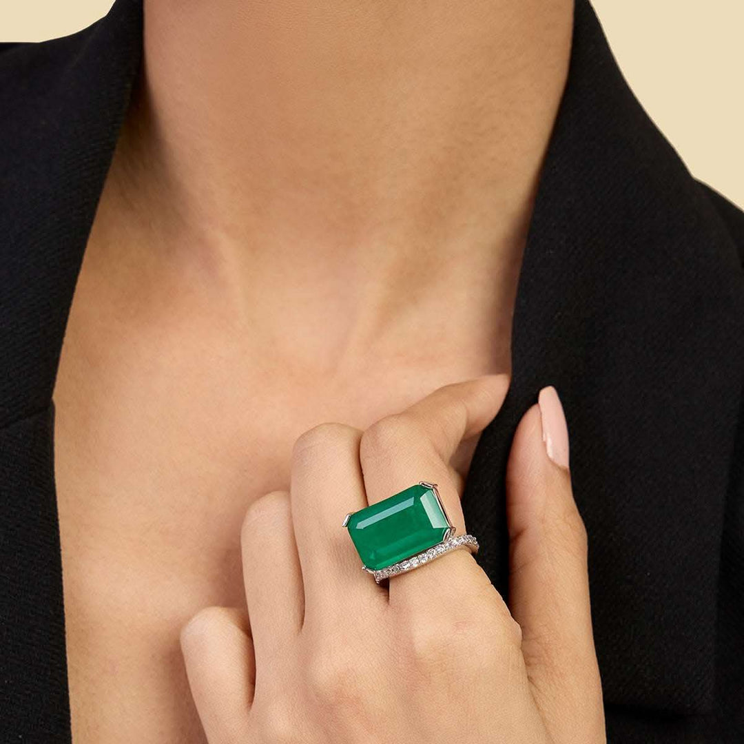 Radiant Emerald Cut Cocktail Ring - Main Image