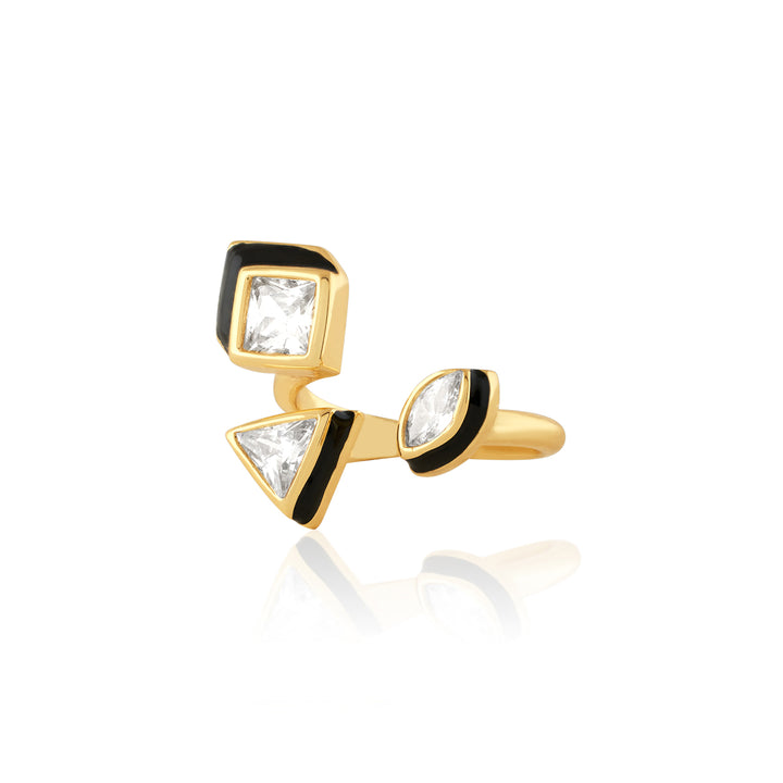 Black Geometric Open Ring