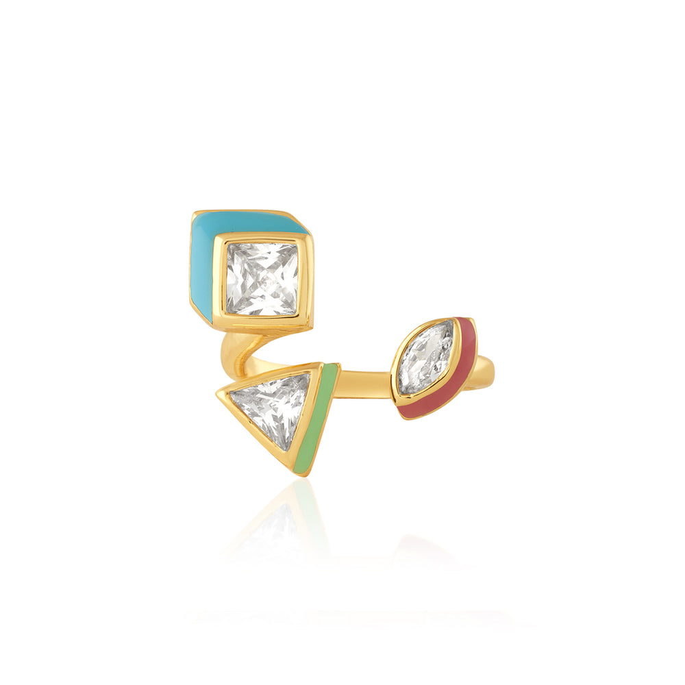 Pratibha Ranta Multicolor Geometric Open Ring