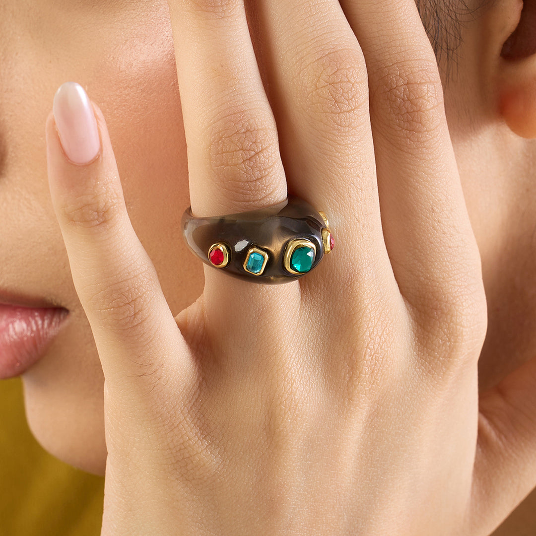 Black Resin Bombe Ring