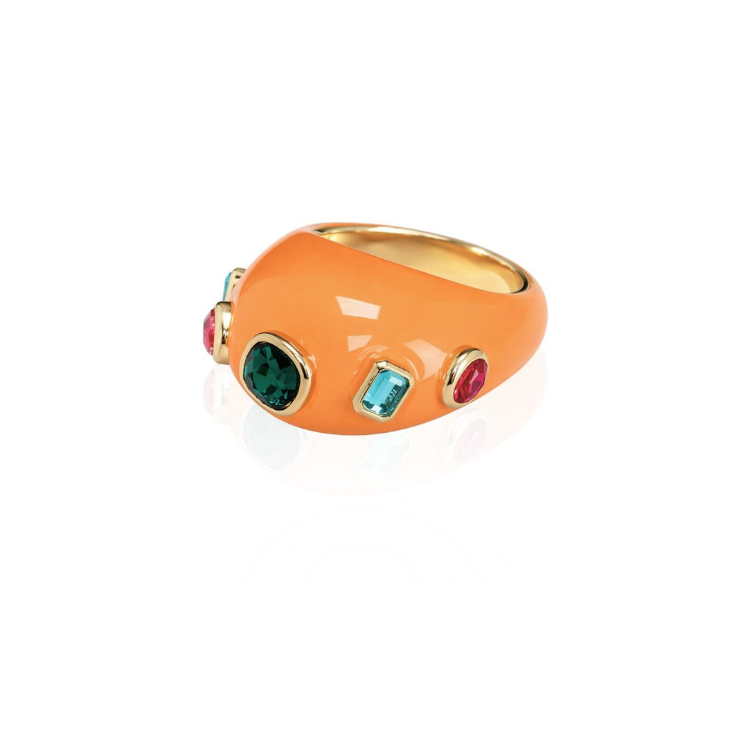 Coral Resin Bombe Ring