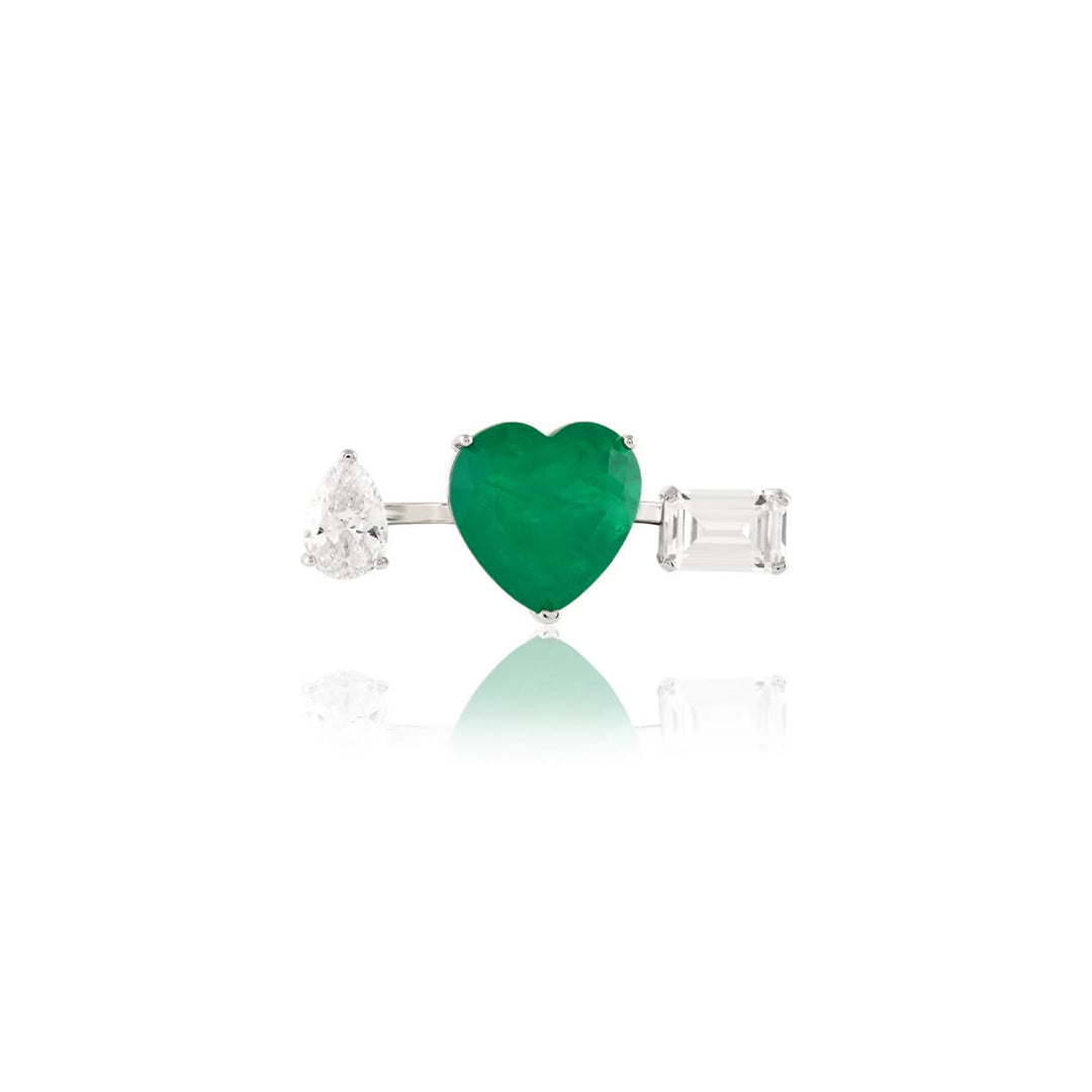 Dual Heart Emerald Ring