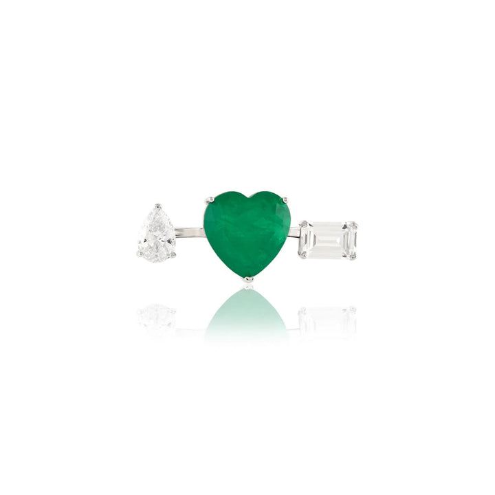 Dual Heart Emerald Ring