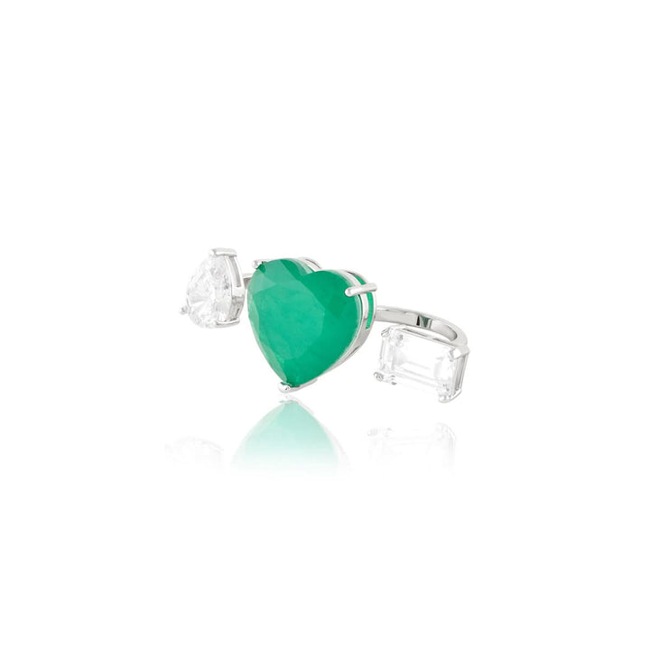 Dual Heart Emerald Ring