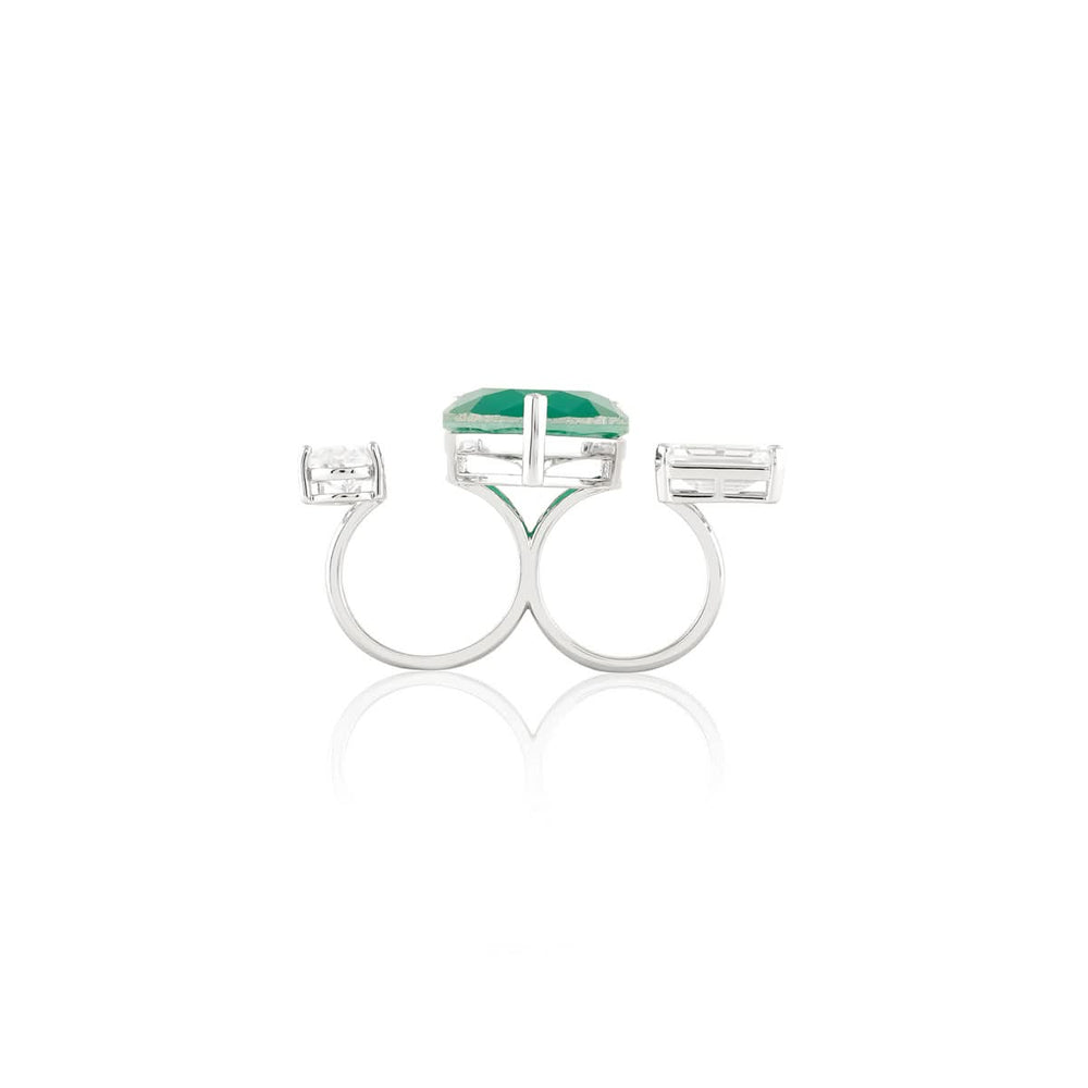 Dual Heart Emerald Ring
