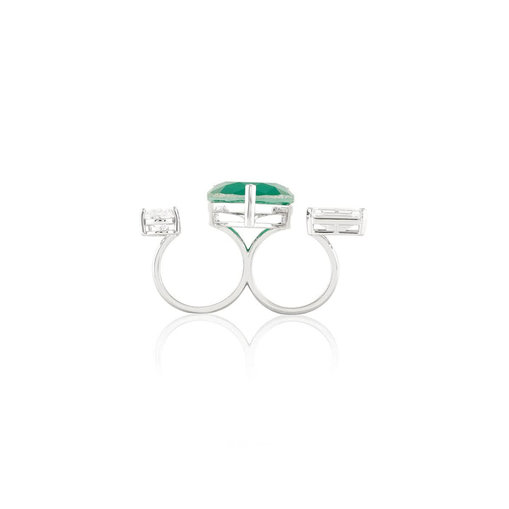Dual Heart Emerald Ring