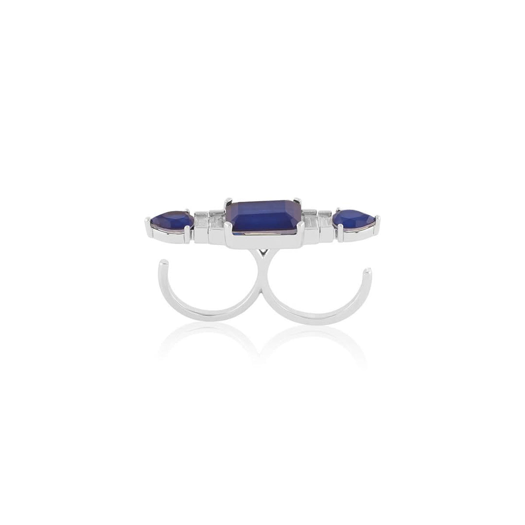 Sapphire Embrace Two-Finger Ring