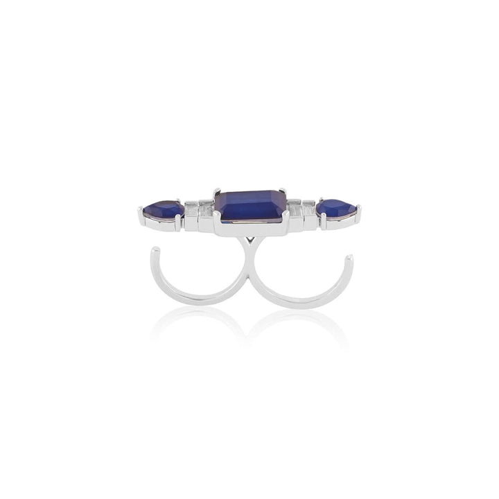 Sapphire Embrace Two-Finger Ring