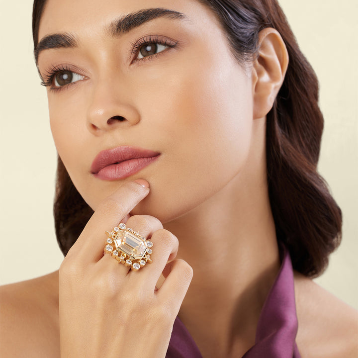 Golden Lyric Statement Ring