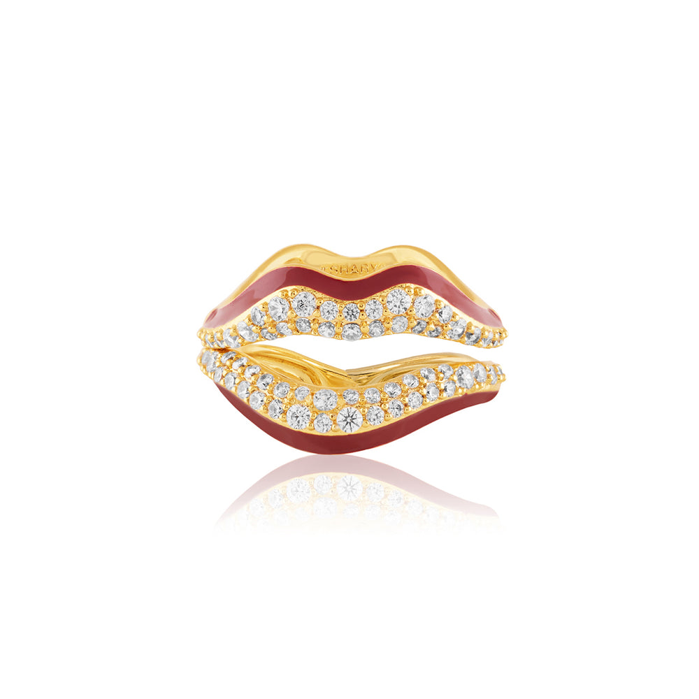 Obscura Lip Ring In 18Kt Gold Plated