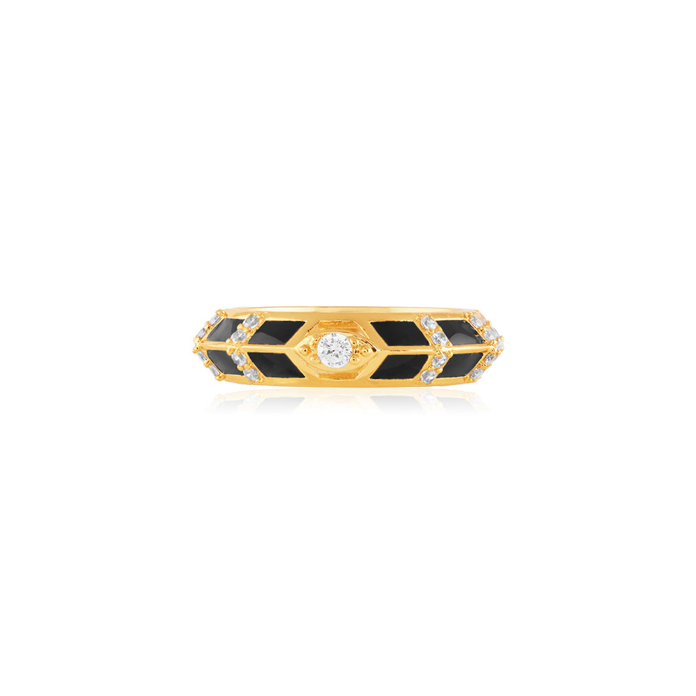 Kahlista Black Ring In 18Kt Gold Plated
