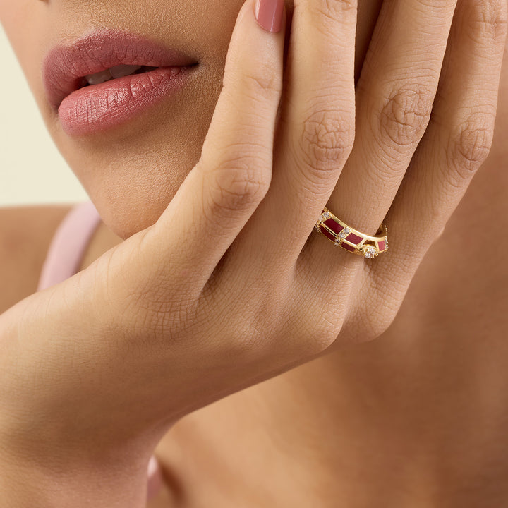 Kahlista Red Ring In 18Kt Gold Plated