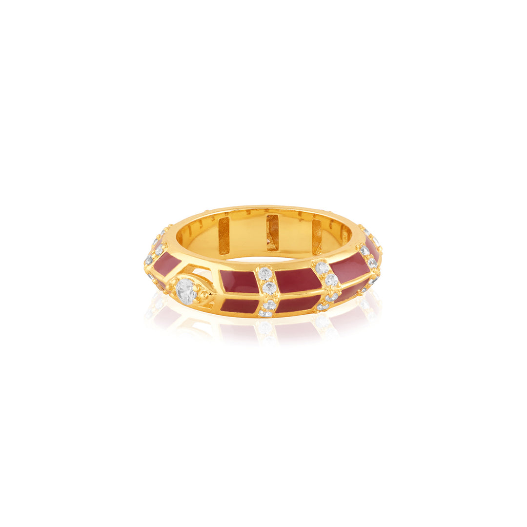 Kahlista Red Ring In 18Kt Gold Plated