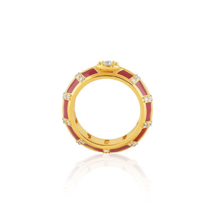 Kahlista Red Ring In 18Kt Gold Plated