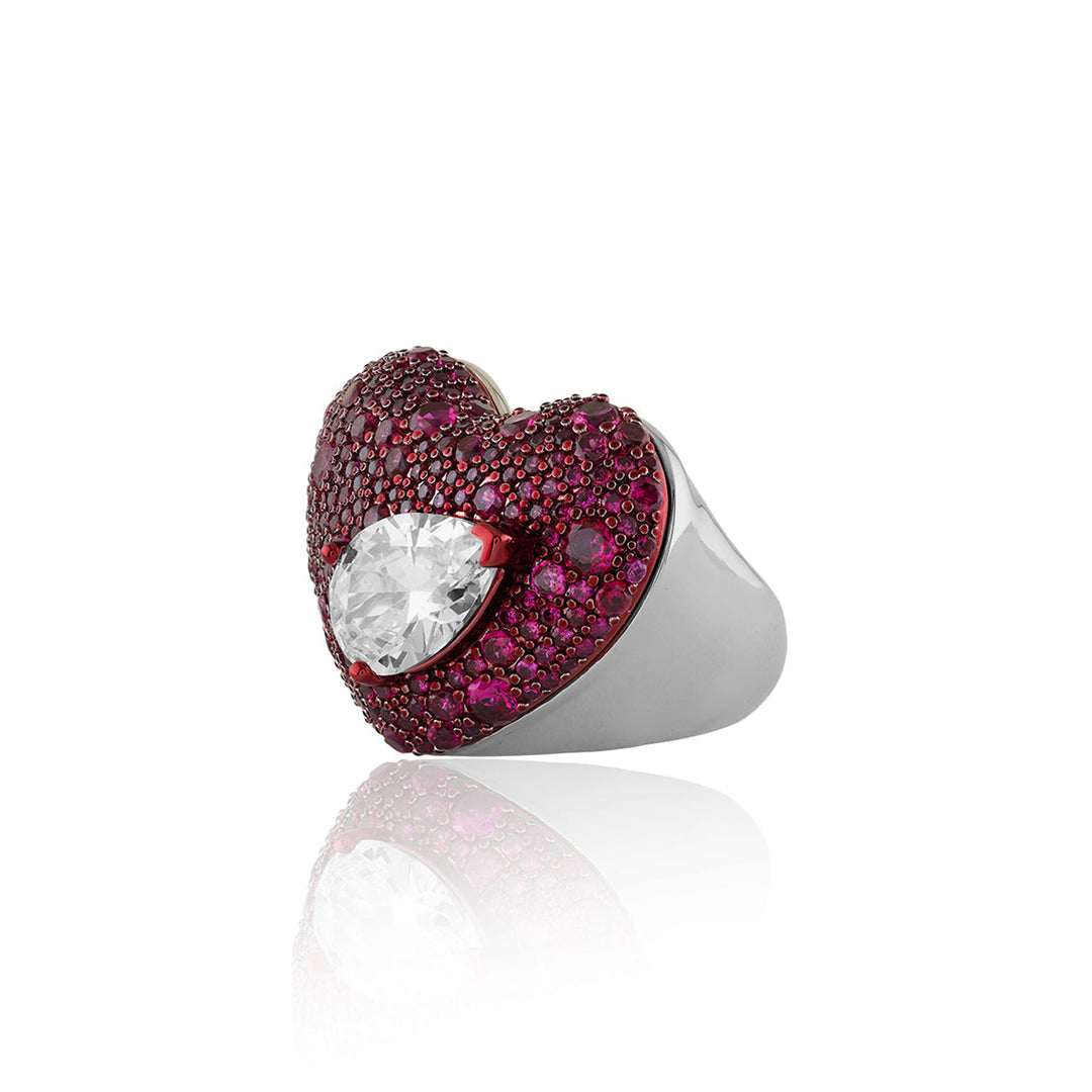 Rosy Ruby Heart Ring