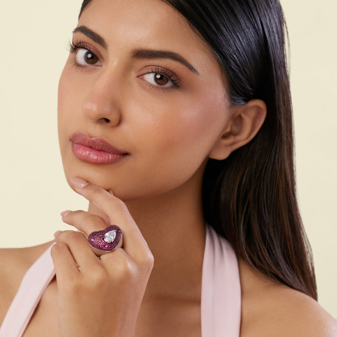 Rosy Ruby Heart Ring