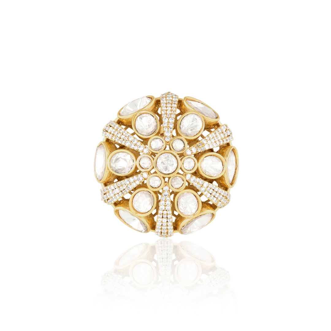 Polki Maharani Crest Statement Ring