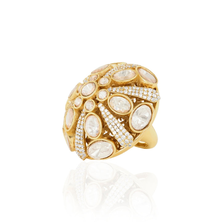 Polki Maharani Crest Statement Ring