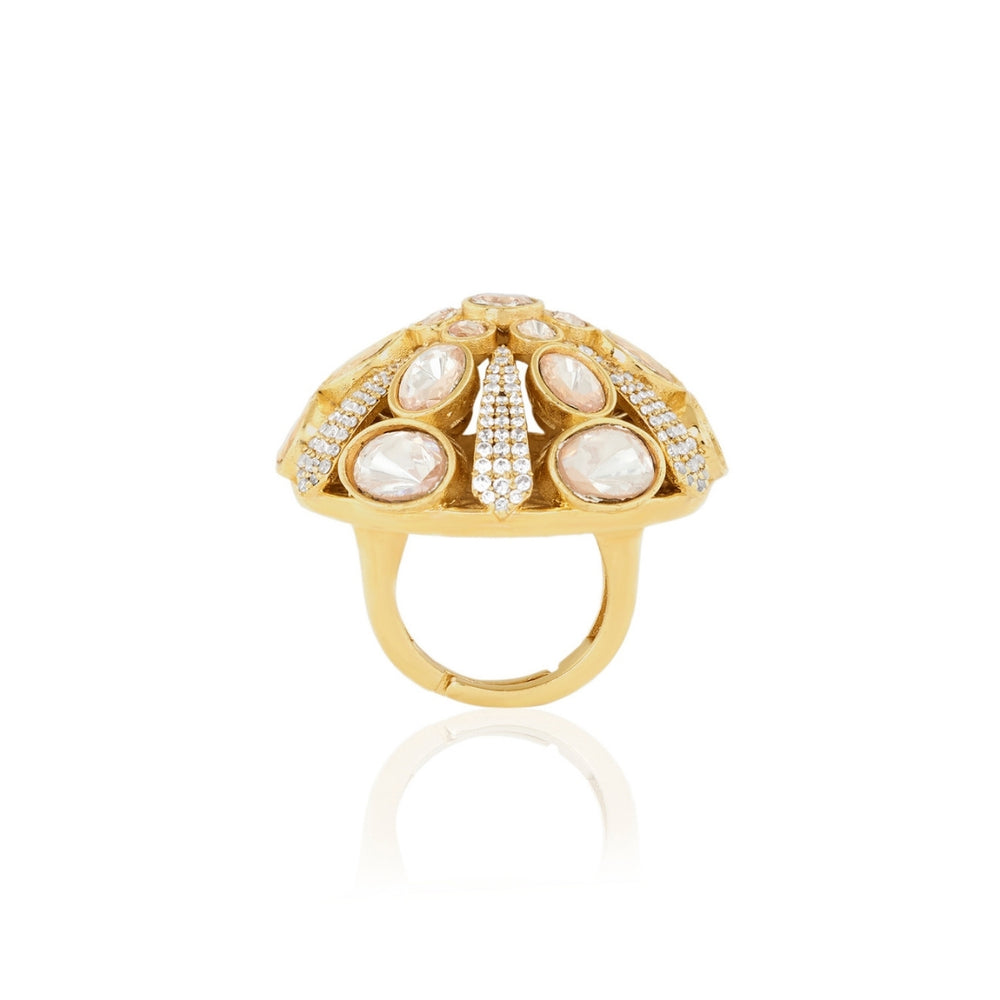 Polki Maharani Crest Statement Ring
