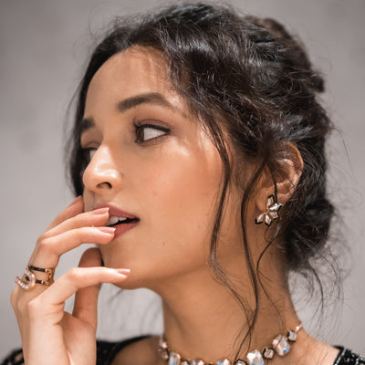 Amina Mirror Flower Earrings - Isharya | Modern Indian Jewelry