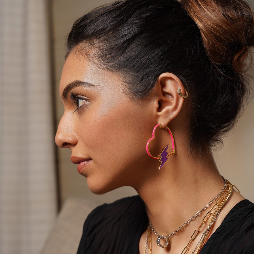 Sparkle CZ Chubby Hoop Earrings - Isharya | Modern Indian Jewelry