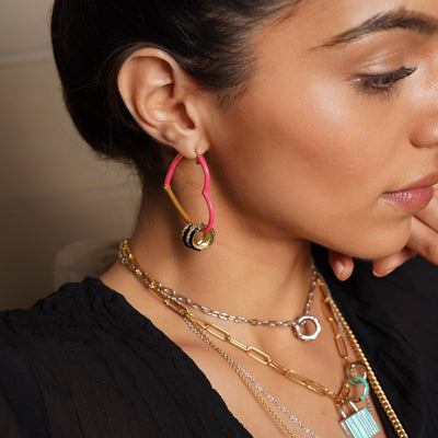 Ebony Sparkle Hoop Earrings - Isharya | Modern Indian Jewelry