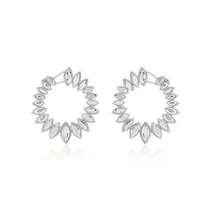 Marquise Mirror Orange Peel Earrings in Silver