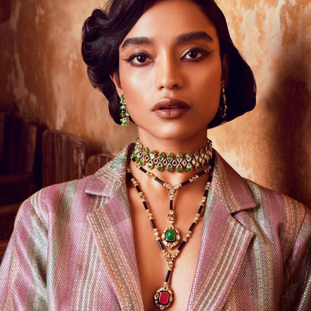 Begum Haute Evergreen Drop Necklace - Isharya | Modern Indian Jewelry