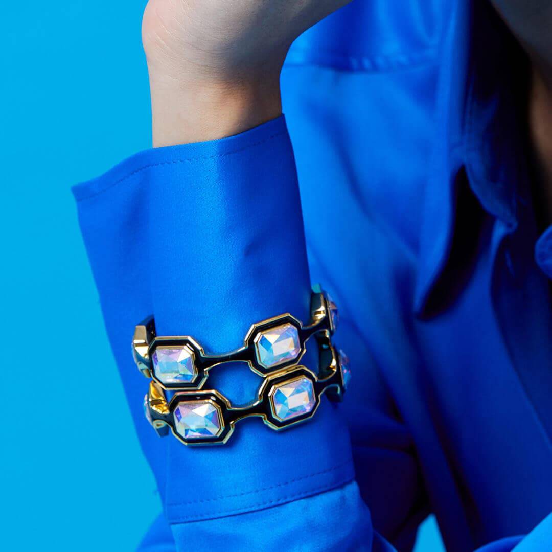 Meraki Black Enamel Multi Stone Bracelet