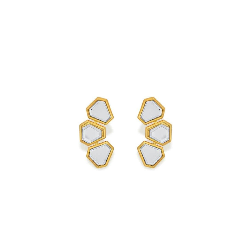 Ayaana Mini Triple Mirror Stud Earrings