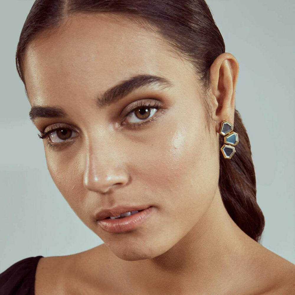Ayaana Mini Triple Mirror Stud Earrings