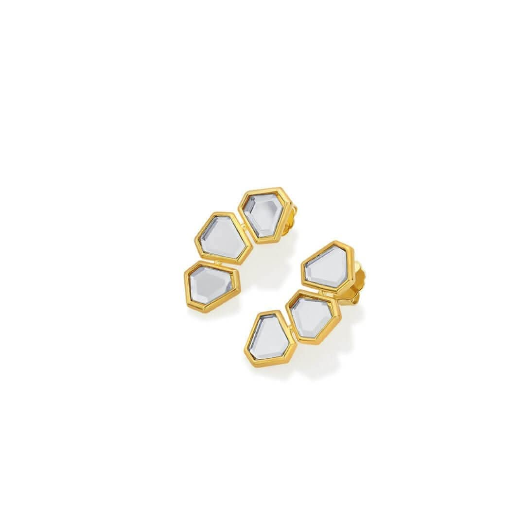 Ayaana Mini Triple Mirror Stud Earrings