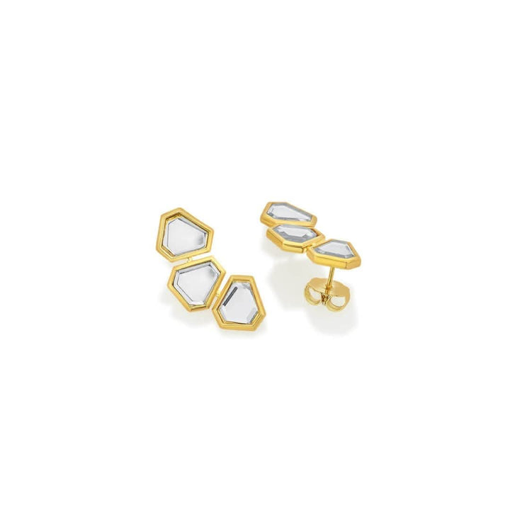 Ayaana Mini Triple Mirror Stud Earrings