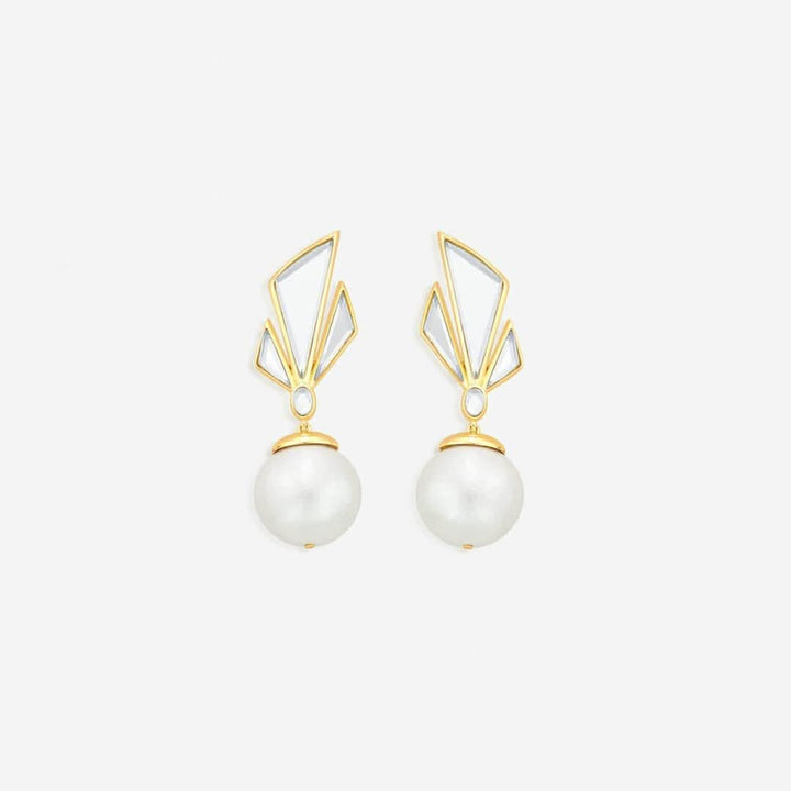 Demi Goddess Irregular Mirror and Pearl Stud Earrings