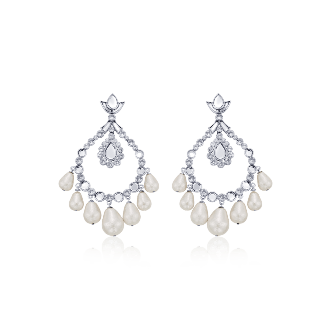Elongated Crystal Pearl Earrings