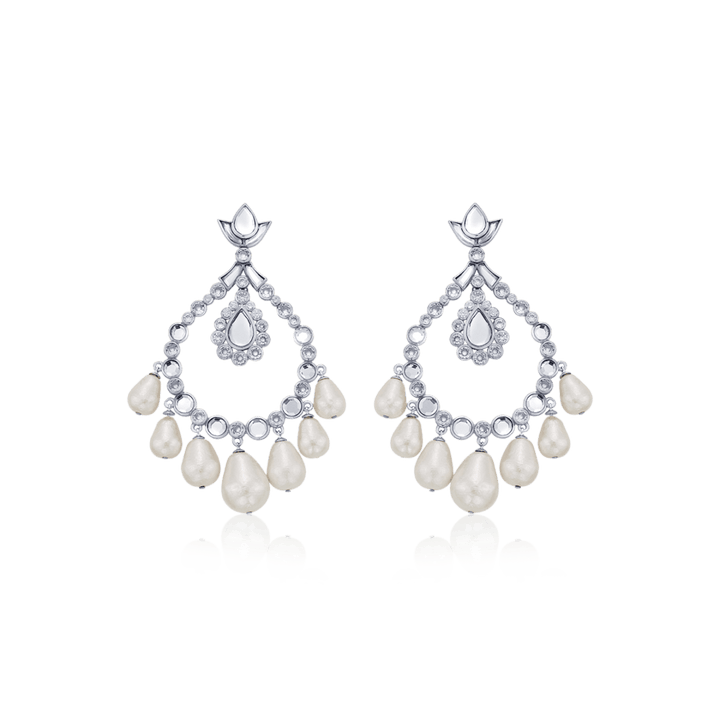 Elongated Crystal Pearl Earrings